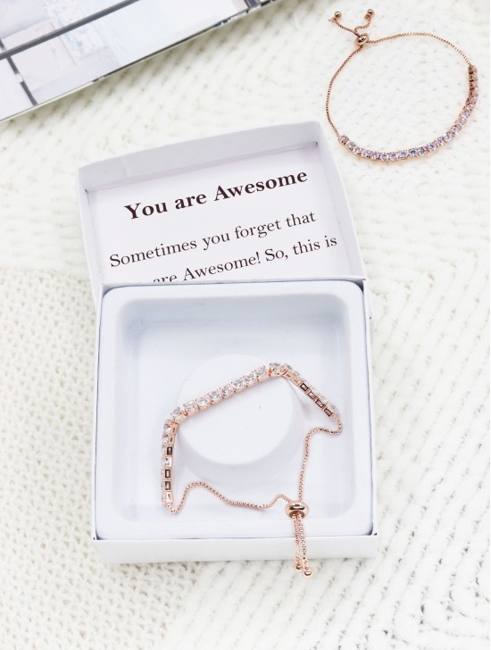 "You are Awesome" Adjustable Rhinestone Stretch Bracelet with Gift Box